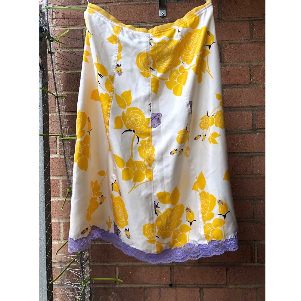 Vintage Perry Ellis floral laced silk skirt